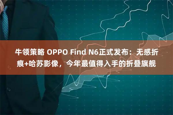 牛领策略 OPPO Find N6正式发布：无感折痕+哈苏影像，今年最值得入手的折叠旗舰