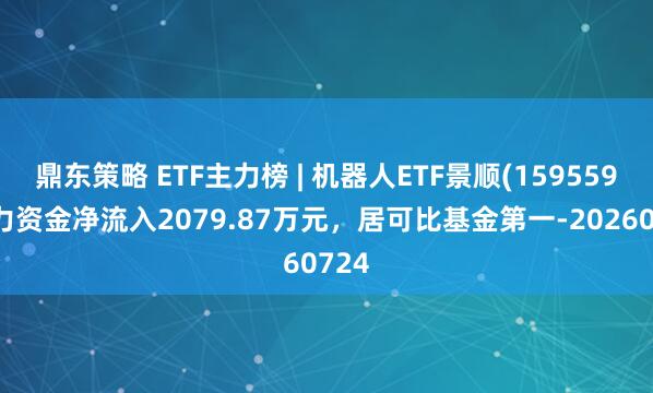 鼎东策略 ETF主力榜 | 机器人ETF景顺(159559)主力资金净流入2079.87万元，居可比基金第一-20260724